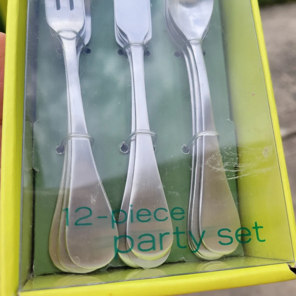 Food Network Silver Flatware Set for Entertaining ~ Cocktail Demitasse NWT 12 pc